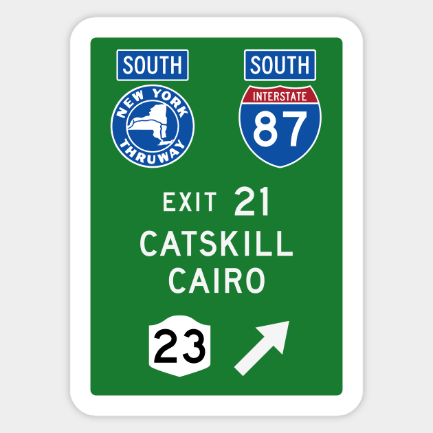 New York Thruway Southbound Exit 21: Catskill Cairo Route 23 Sticker by MotiviTees